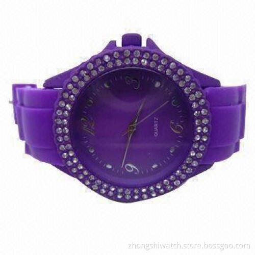 Elegant Wristwatch with Silicone Strap and Alloy Case, Customized Band Colors Accepted